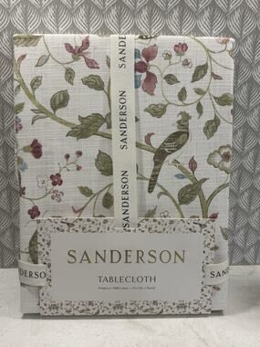 Sanderson Tablecloth 70” Round Aril's Garden Floral Birds 100% Cotton NEW